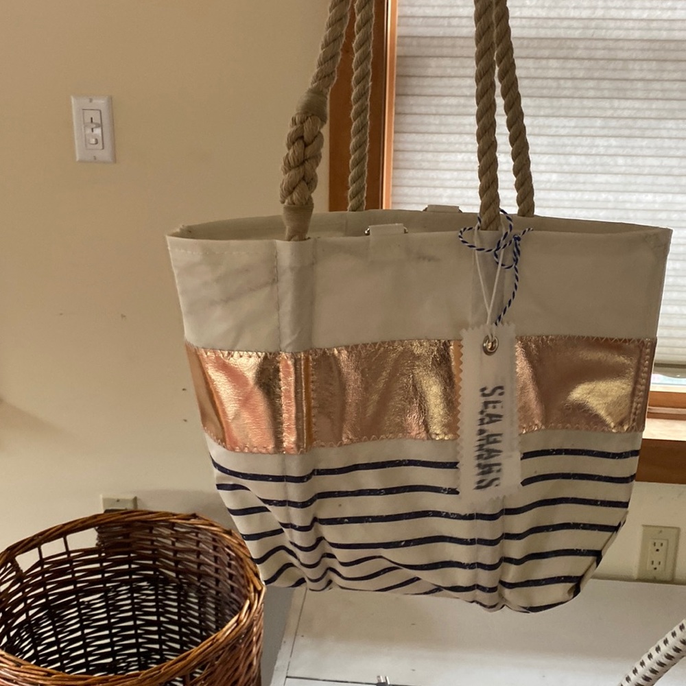 Sea Bag Rose Gold Mariner Stripe Handbag